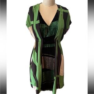 Anthropologie -A Common Thread Silk dress Green and black